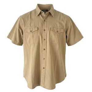 Polo Ralph Lauren Mens XXL Tan Button Short Sleeve Safari Utility Military Shirt